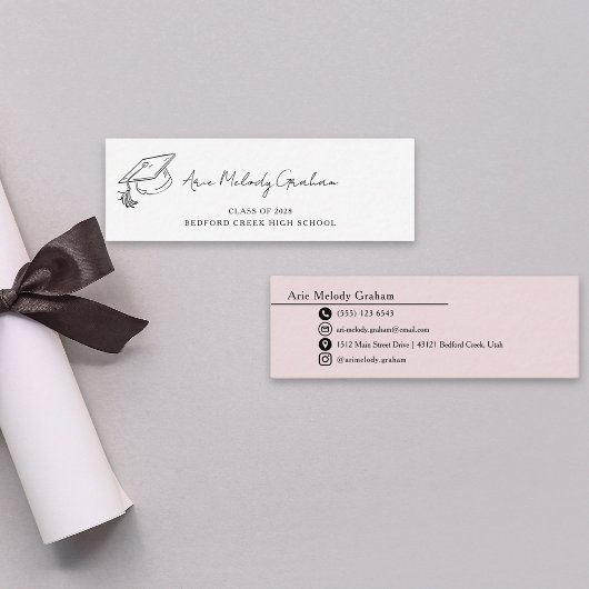 Modern Handwritten Script Graduate Name Card Mini Visitekaartje