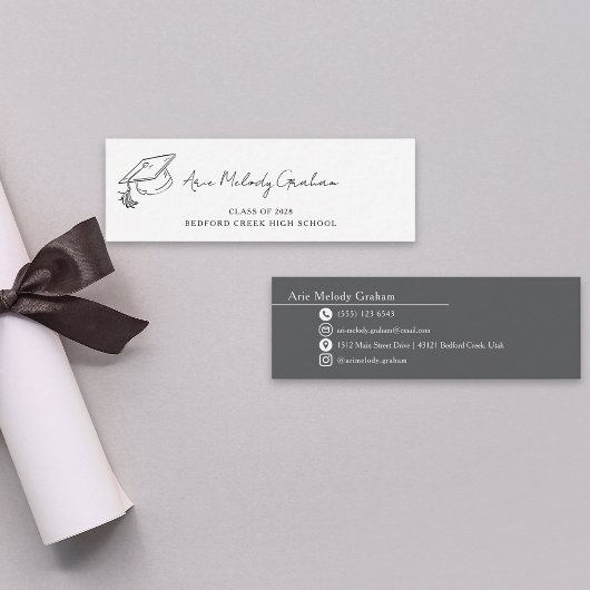 Modern Handwritten Script Graduate Name Card Mini Visitekaartje