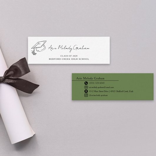 Modern Handwritten Script Graduate Name Card Mini Visitekaartje