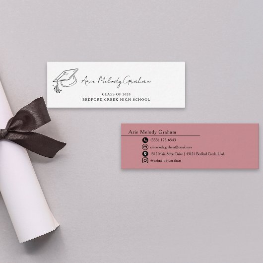 Modern Handwritten Script Graduate Name Card Mini Visitekaartje