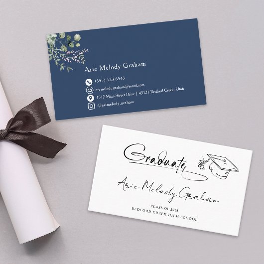 Modern Handwritten Script Graduate Name Card Visitekaartje