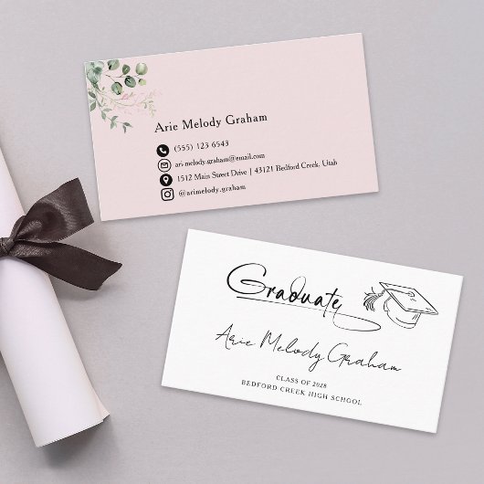 Modern Handwritten Script Graduate Name Card Visitekaartje