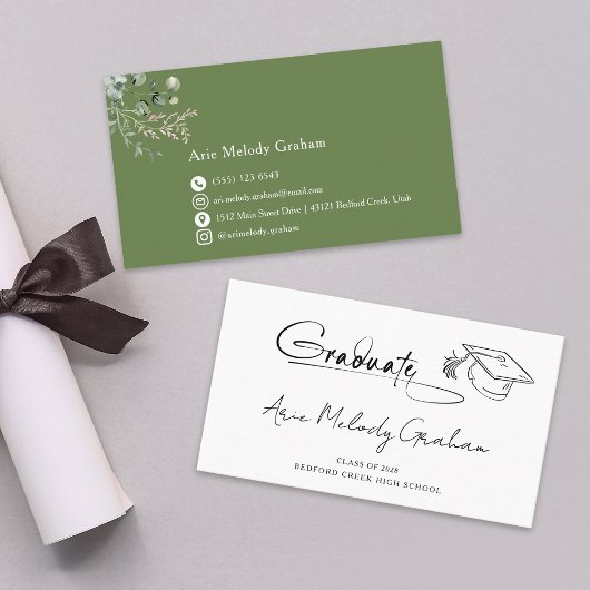 Modern Handwritten Script Graduate Name Card Visitekaartje