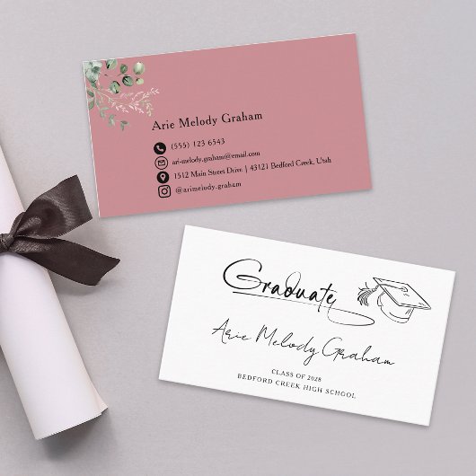 Modern Handwritten Script Graduate Name Card Visitekaartje