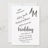Modern Handwritten Simple Black and White Wedding Kaart (Voorkant)