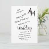 Modern Handwritten Simple Black and White Wedding Kaart (Staand voorkant)