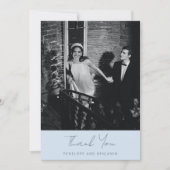 Modern Handwritten Soft Blue Wedding Photo Bedankkaart (Voorkant)
