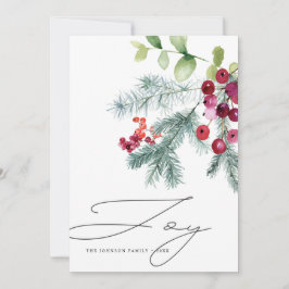 Modern Handwrity Winter Greenery Foto Feestdagenkaart