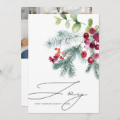 Modern Handwrity Winter Greenery Foto Feestdagenkaart (Voorkant / Achterkant)