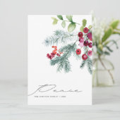 Modern Handwrity Winter Greenery Foto Feestdagenkaart (Staand voorkant)