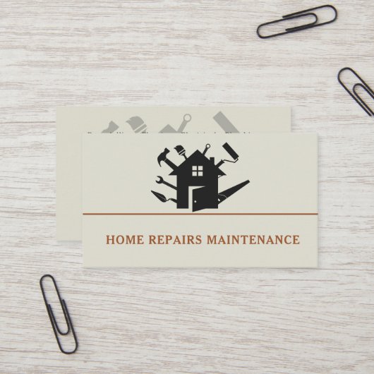 Modern handyman bouw custom logo visitekaartje (Voorkant / Achterkant in situ)