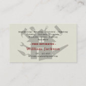 Modern handyman bouw custom logo visitekaartje (Achterkant)