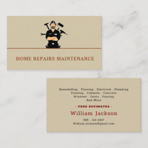 Modern handyman bouw custom logo visitekaartje