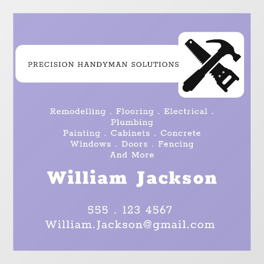 Modern handyman construction custom logo raamsticker (Vel)