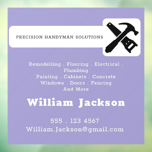 Modern handyman construction custom logo raamsticker (Vel 3)