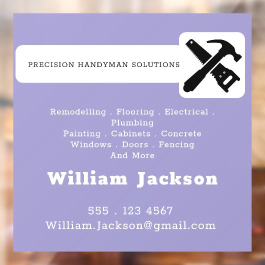 Modern handyman construction custom logo raamsticker (Vel 2)