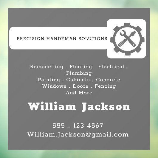 Modern handyman construction custom logo raamsticker (Vel 3)