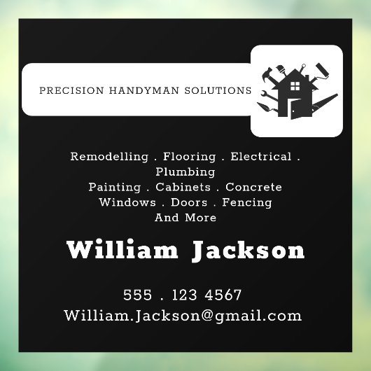 Modern handyman construction custom logo raamsticker (Vel 3)