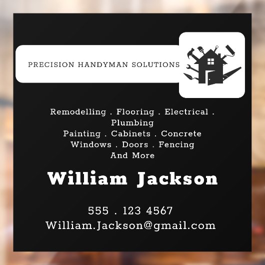 Modern handyman construction custom logo raamsticker (Vel 2)
