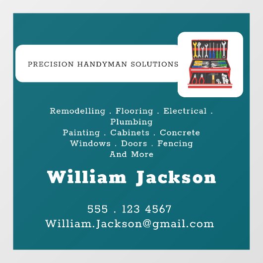 Modern handyman construction custom logo raamsticker (Vel)