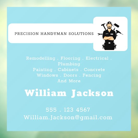 Modern handyman construction custom logo raamsticker (Vel 3)