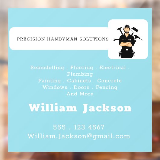 Modern handyman construction custom logo raamsticker (Vel 2)