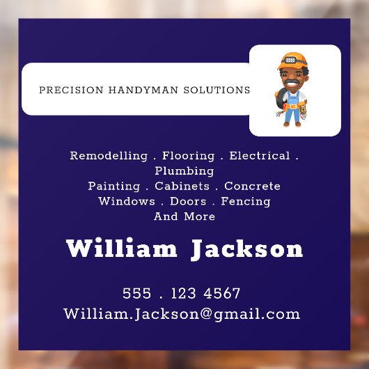 Modern handyman construction custom logo raamsticker (Vel 2)
