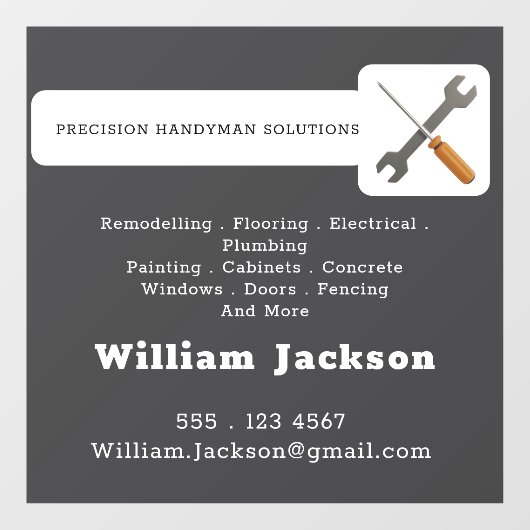 Modern handyman construction custom logo raamsticker (Vel)