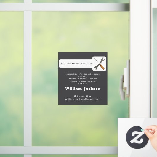 Modern handyman construction custom logo raamsticker (Huis)