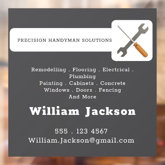 Modern handyman construction custom logo raamsticker (Vel 2)