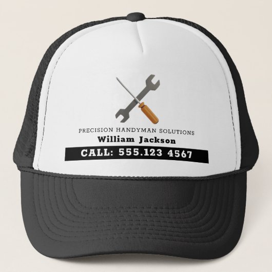 Modern handyman construction custom logo trucker pet (Voorkant)