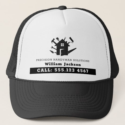 Modern handyman construction custom logo trucker pet (Voorkant)