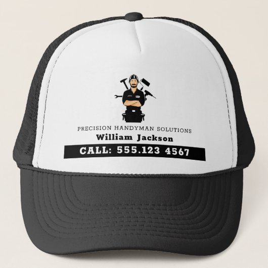 Modern handyman construction custom logo trucker pet (Voorkant)