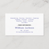 Modern handyman construction custom logo visitekaartje (Achterkant)