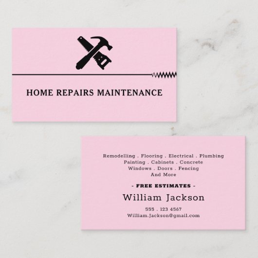 Modern handyman construction custom logo visitekaartje (Voorkant / Achterkant)