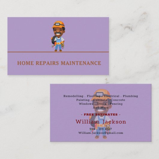 Modern handyman construction custom logo visitekaartje (Voorkant / Achterkant)