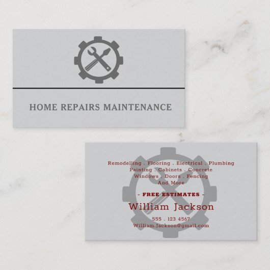 Modern handyman construction custom logo visitekaartje (Voorkant / Achterkant)