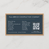 Modern Handyman QR Code Wood Construction Visitekaartje (Achterkant)