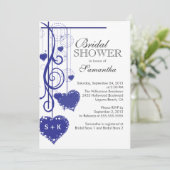 Modern Hanging Blue Hearts Vrijgezellenfeest Kaart (Staand voorkant)