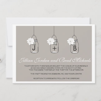 Modern Hanging Mason Jar Wedding Invitation Kaart