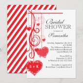 Modern Hanging Red Hearts Vrijgezellenfeest Kaart (Voorkant / Achterkant)