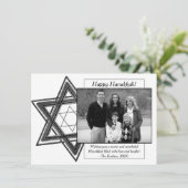 Modern Hanukkah Black White Star van David Foto Feestdagenkaart (Staand voorkant)