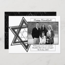 Modern Hanukkah Black White Star van David Foto Feestdagenkaart