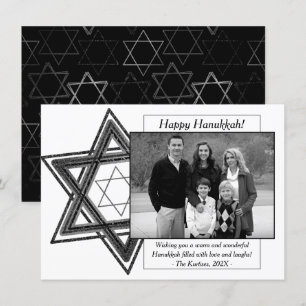 Modern Hanukkah Black White Star van David Foto Feestdagenkaart