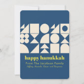 Modern Hanukkah Blue Geometric Back Foto Feestdagenkaart (Voorkant)