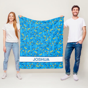 Modern Hanukkah Blue op maat Fleece Deken