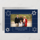Modern Hanukkah Blue Silver Star van David Foto Feestdagenkaart (Voorkant / Achterkant)