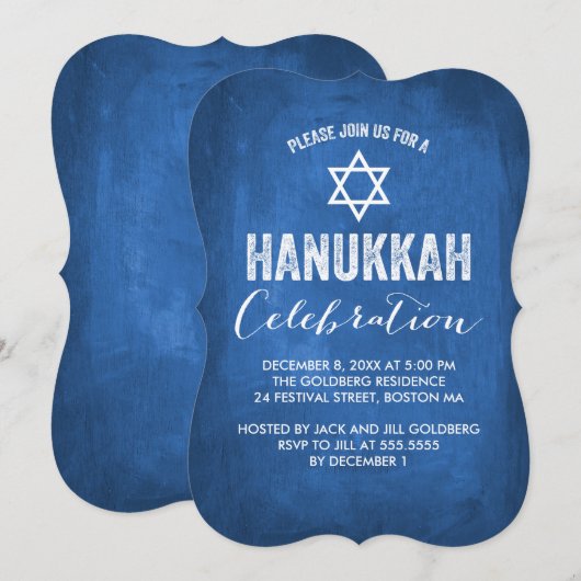 Modern Hanukkah Celebration Invitation Kaart (Voorkant / Achterkant)