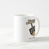 Modern Hanukkah Cute Dreidel Champion Festive Koffiemok (Voorkant rechts)