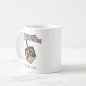 Modern Hanukkah Cute Dreidel Champion Festive Koffiemok (Voorkant links)